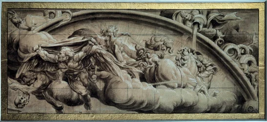 Syklusen til Apollo-tanken: vinterens kveld eller allegori. Tegning med svart blekk av Lelio Orsi (1511-1587). Det 16. århundre. Dim. 0,17x0,43 m. Paris, Louvre-museet