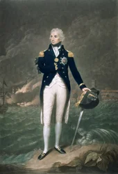 Sir Horatio Nelson, KB, kontreadmiral of the Blue, gravert og utgitt av William S. Barnard (1774-1849), pub. 1798 (farget lito)