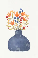 Blå vase med villblomster