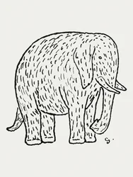 Elefant (ca. 1891–1941) – Tegning i høy oppløsning av Leo Gestel