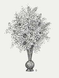 Blomstervase (ca. 1891–1941) – tegning i høy oppløsning av Leo Gestel.