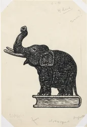 Elefant på bok (skisse)