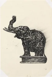Elefant på bok (skisse)