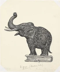 Elefant på bok (skisse)