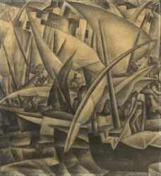 Havnen i Palma de Mallorca, ca. 1914 (kull på papir)