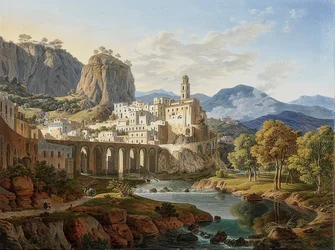 Utsikt over Atrani nær Amalfi. 1834