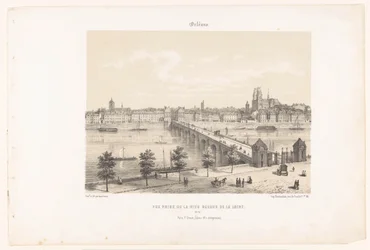 Utsikt over Orléans fra venstre bredd av Loire Orleans. Vue prize de la rive gauche de la Loire (tittel på objekt) Contemporary France (serietittel) La France de nos jours (serietittel på objekt)