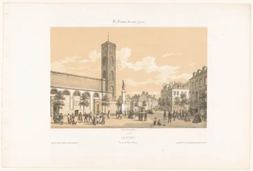 Utsikt over Place Bisson i Lorient lorient. Vue de la place Bisson (tittel på objekt) Contemporary France (serietittel) La France de nos jours (serietittel på objekt)