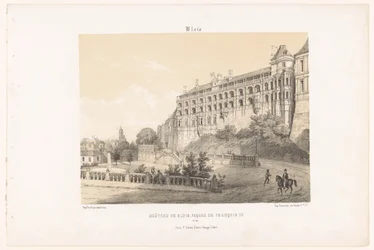 Utsikt over fasaden til kong Frans I av slottet Blois blois. Château de Blois, fasade av François Ier. (tittel på objekt) Contemporary France (serietittel) La France de nos jours (serietittel)