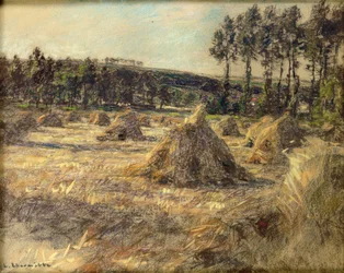 Haystacks in Sunset, 1906 (pastell på papir)