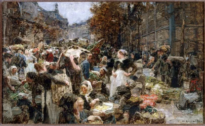 Forsyningen av Les Halles, skisse for rådhuset i Paris, ca. 1888–1889 (olje på lerret)