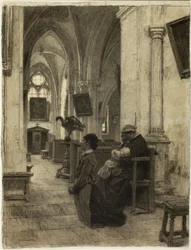Kvinner ber i kirken