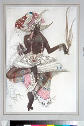 Ballets russes - Kostyme designet av Leon Bakst (1866-1924) for balletten ""The Blue God"" av Michel Fokine