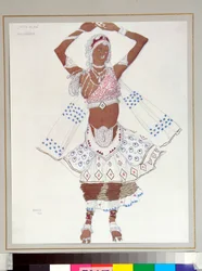 Ballets russes: ""bayadere"" Kostyme designet av Leon Bakst (1866-1924) for balletten ""The Blue God"" av Michel Fokine