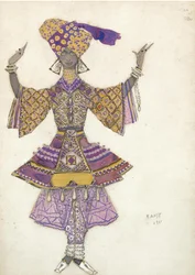 Kostymedesign for Ballet Blue God av R. Hahn, 1911