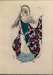 Kostymedesign for balletten Artemis plaget av Paul Paray, 1922