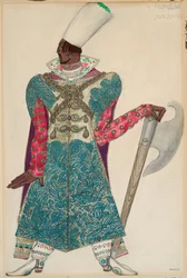 Kostyme for "Sadko", opera regissert av Nicolas (Nikolai) Rimski Korsakov (Rimski-Korsakov) (1844-1908). Verk av Leon Bakst (1866-1924)