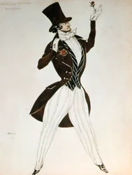 Florestan, design for et kostyme for balletten Carnival komponert av Robert Schumann, 1919