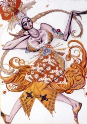 Léon Baksts kostyme til Igor Stravinskys "Ildfuglen" på Paris Opera, juni 1910