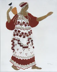 Nymfe. Kostymedesign for balletten The Afternoon of a Faun av C. Debussy, 1912