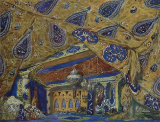 Scenedesign for balletten Oriental Fantasy av Ippolitov-Ivanov og Mussorgsky, 1913