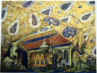 Scenedesign for balletten Sheherazade av N. Rimsky-Korsakov, 1910