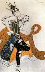Peri, kostymeskisse til Paul Dukas#39; ballett (akvarell, gouache og fargestift på papir)