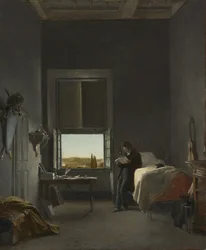 Kunstneren på rommet hans i Villa Medici, Roma
