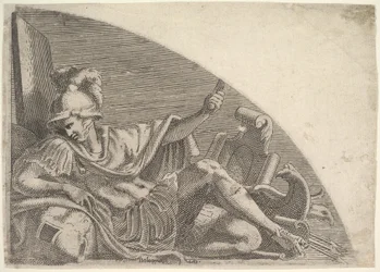 Mars sittende blant trofeer, 1540-56.