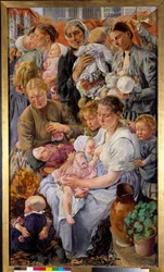 Sosialrealisme: "" Arbeiderens tidsalder"" Høyre del av en triptyk av Leon Henri Frederic (1856-1940) (ec.belg) 1895 Søn. 1,63x0,94 m Paris, Musee d'Orsay