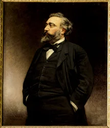 Portrett av Leon Gambetta (1838 - 1882) fransk politiker. maleri av Leon Joseph Bonnat (1833 - 1922) (h s/t 1,15 x 1). - Portrett av Leon Gambetta (1838-1882) fransk politiker. Maleri av Leon Joseph Bonnat (1833-1922). Slottsmuseet, Versaille