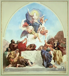 Studie for The Assumption of the Virgin (blyant og akvarell på papir)