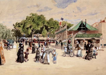 Turen til messeområdet. Maleri av Leon Joseph Voirin (1833-1887)