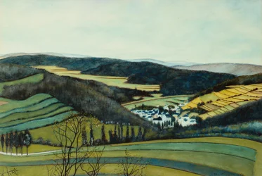 Landskap, utsikt over Vressets/Sermois; Paysage, Vue Vressets/Sermois