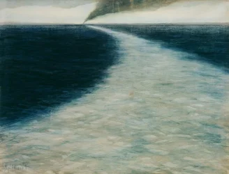Marinemaleri med kjølvann