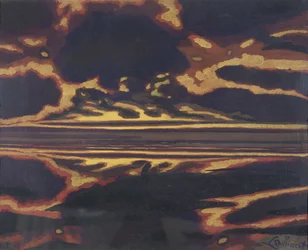 Havlandskap med solnedgang