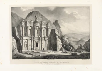 Utsikt over en stor grav kalt El Deir, Petra, 1830