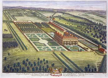 Hamstead Marshall i fylket Berkshire gravert av Johannes Kip (ca. 1652-1722)