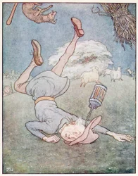 Mannen i månen kom veltende ned, fra A Nursery Rhyme Picture Book, pub. 1914.