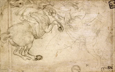 A Horseman in Combat with a Griffin, 1500-tallet (sølvpunkt på papir)