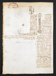 Arundel 263, f.211r Notater, skisser og diagrammer, fra 