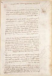 Arundel 263, f.25v Notater og grove skisser om erosjon forårsaket av vann, fra 