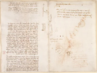 Arundel 263, f.277v, f.272 Notater og skisser om mekanikk, fra 