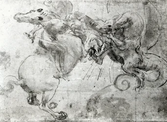 Kamp mellom en rytter og en drage, ca. 1482