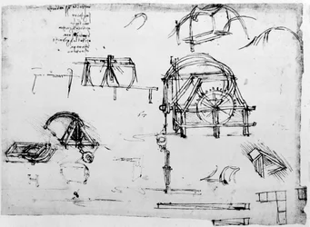 Skisse av en evighetsmaskin konstruert av Leonardo da Vinci, ca. 1472-1519