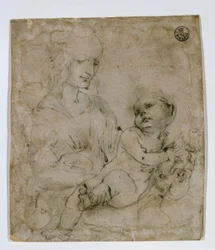 Studie for Madonna og katt