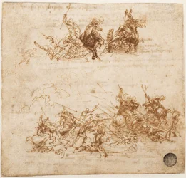 Studie for slaget ved Anghiari, ca 1503-1504.