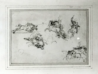 Study of Horsemen in Combat, 1503-4 (penn og blekk på papir)