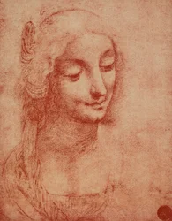 Kvinneansikt, tegning av Leonardo da Vinci. Gallerie dell