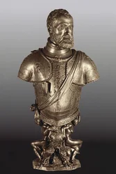 Portrettbyste av den hellige romerske keiser Karl V (1500-58) (bronse)